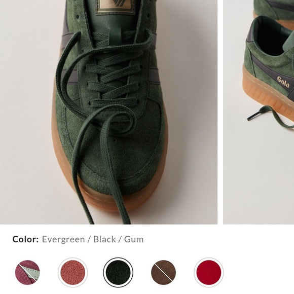 Gola Green Grandslam Suede Sneakers with Black Trim and Gum Sole - Picture 2 of 3